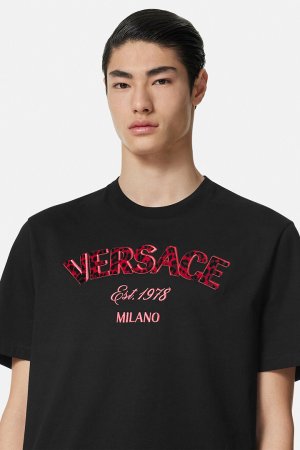 画像3: VERSACE ヴェルサーチ Tシャツ 刺繍入り ヴェルサーチェ ワイルド スタンプ {1013302-1A12441_1B000-BDA}