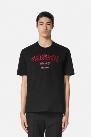 画像4: VERSACE ヴェルサーチ Tシャツ 刺繍入り ヴェルサーチェ ワイルド スタンプ {1013302-1A12441_1B000-BDA}