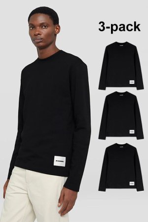 画像1: 【 20%OFF セール｜71,500円→57,200円】 JIL SANDER ジルサンダー 3枚パック L/S Tシャツ{J47GC0002-J45048-001BLK-BCS}