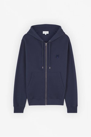 画像1: MAISON KITSUNE メゾンキツネ ボールド フォックスヘッド パッチ コンフォート ジップ パーカー{-BDA}