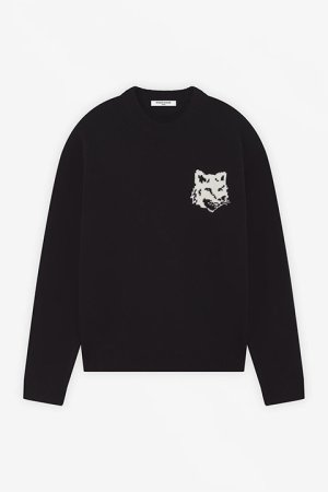 画像1: MAISON KITSUNE メゾンキツネ フォックスヘッド インターシャ コンフォート ジャンパー{-BDA}