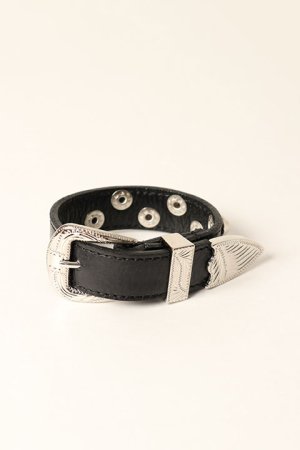 画像1: el conductorH コンダクター LEATHER TRAPEZOID STUDS BRACELET{-BDA}