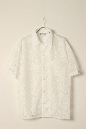 画像1: el conductorH コンダクター FLOWER LACE OPEN COLLAR SHORT SLEEVE SHIRT{-BDA}