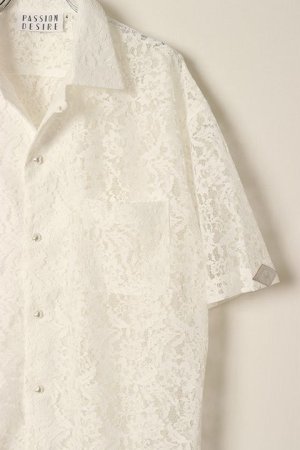 画像3: el conductorH コンダクター FLOWER LACE OPEN COLLAR SHORT SLEEVE SHIRT{-BDA}