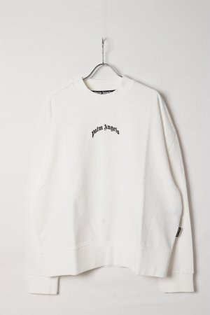 画像1: Palm Angels パームエンジェルス Curved Logo crewneck Sweatshirt{PMBA080S25FLE0010310-BES}