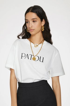 画像1: PATOU パトゥ オーガニックコットン パトゥロゴTシャツ{JE0299999001W-BDS}