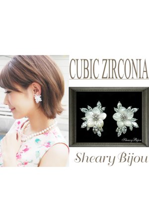 画像1: ShearyBijou シェアリービジュー レディフラワーピアス/イヤークリップ{10001400-AES}