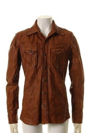 画像1: 【 50%OFF セール｜107,800円→53,900円】 TMT ティーエムティー TANNING COWLEATHER GARMENT DYE SHIRTS{-AGA}