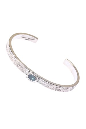 画像1: Taro Washimi タロウ ワシミ 鷲見太郎 Ｍ arabesque design 5mm bangle／rainbow topaz{-BCA}