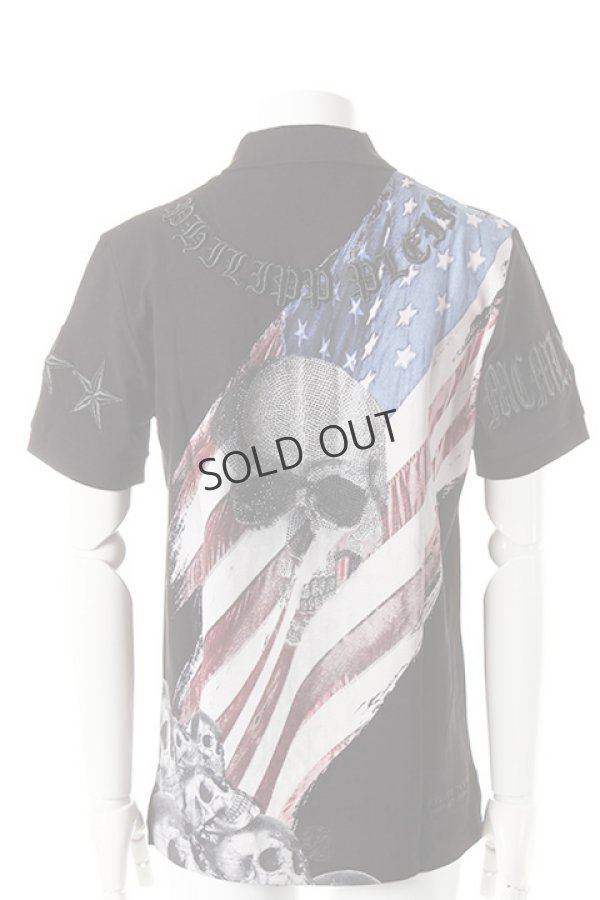 画像1: {SOLD}PHILIPP PLEIN HOMME フィリッププレインオム polo 「american flag」{-AES} (1)