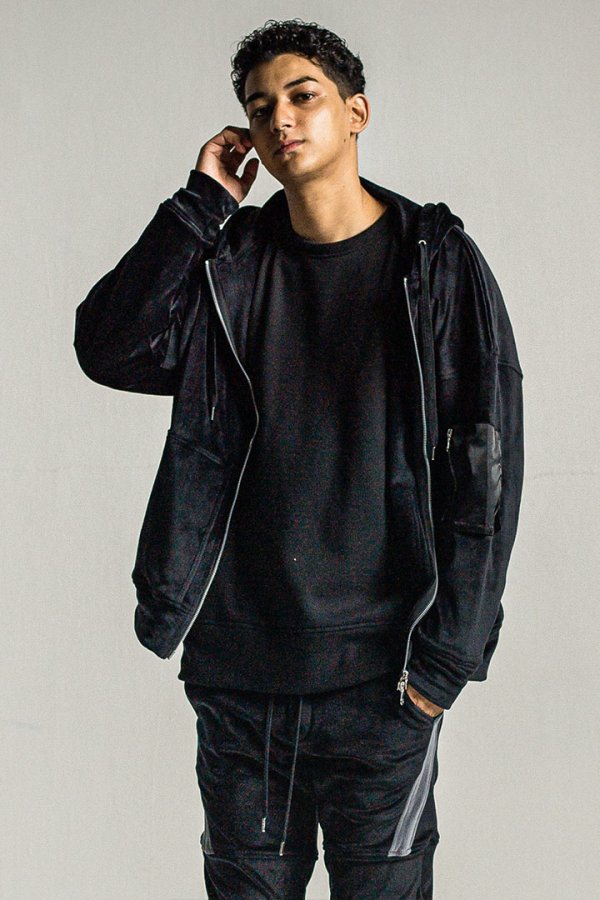 画像1: RESOUND CLOTHING リサウンドクロージング veloursfleece zip loose hoodie{-BDA} (1)