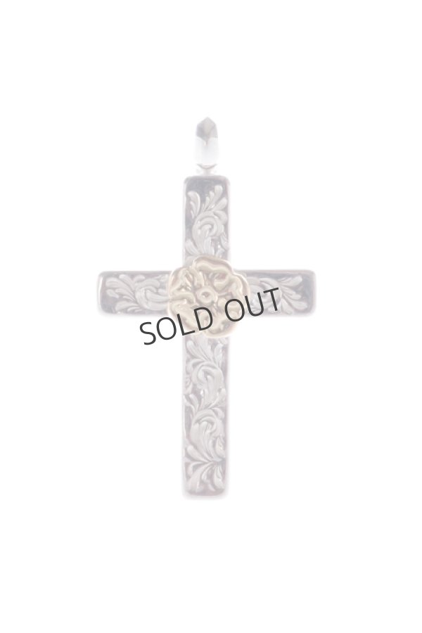 画像1: {SOLD}Taro Washimi タロウ ワシミ 鷲見太郎 mini arabesque cross pendant / S K18 flower metal{-BCS} (1)