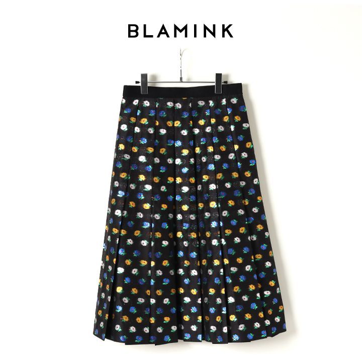 BLAMINK ブラミンク ラメフラワーハンドプリーツスカート{7924-230 