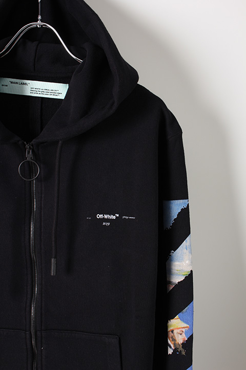black diag multicolor zipped hoodie