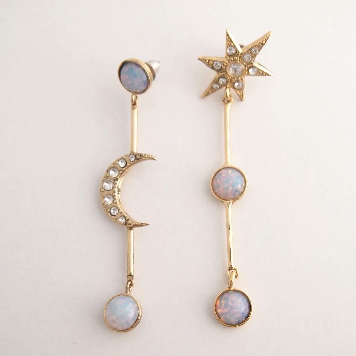 SOLD}ADER.bijoux アデルビジュー MOON&STAR cabochon pierce{-AIA