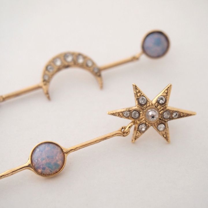 SOLD}ADER.bijoux アデルビジュー MOON&STAR cabochon pierce{-AIA